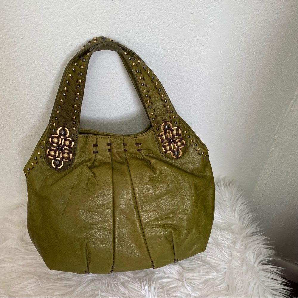 NEW Isabella Fiore Olive Green Leather Embellished Shoulder / Crossbody Purse - Picture 3 of 11